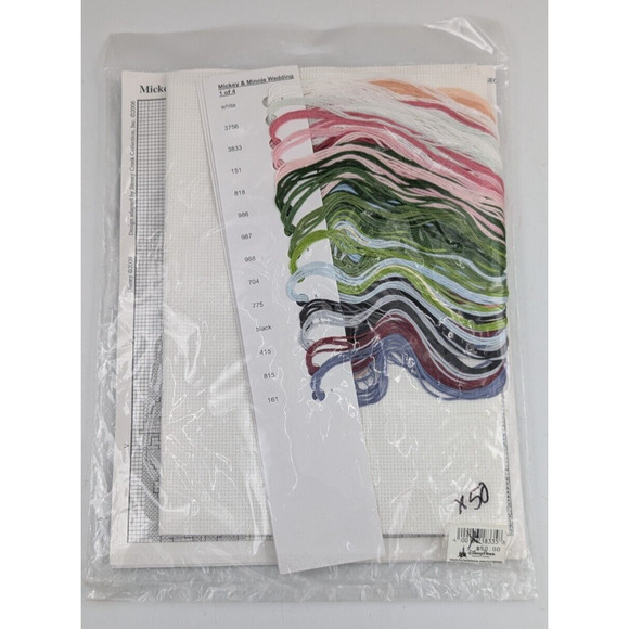 Disney Mickey Minnie Mouse Bride Groom Wedding Cross Stitch Kit New Damaged Pack - Picture 5 of 7